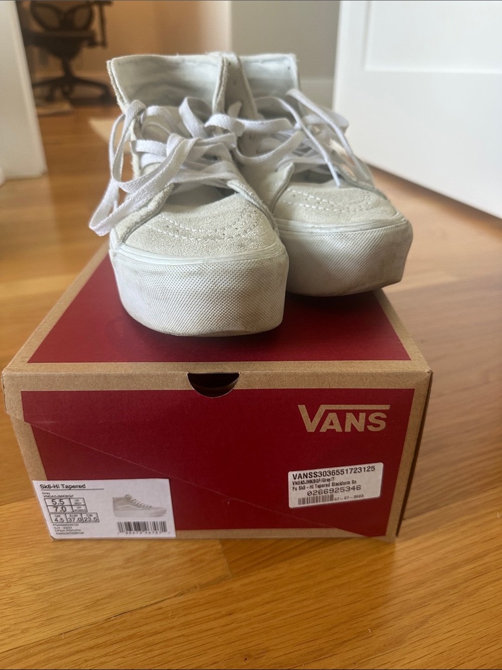 Vans Cream Platform Lace-Up Sneakers